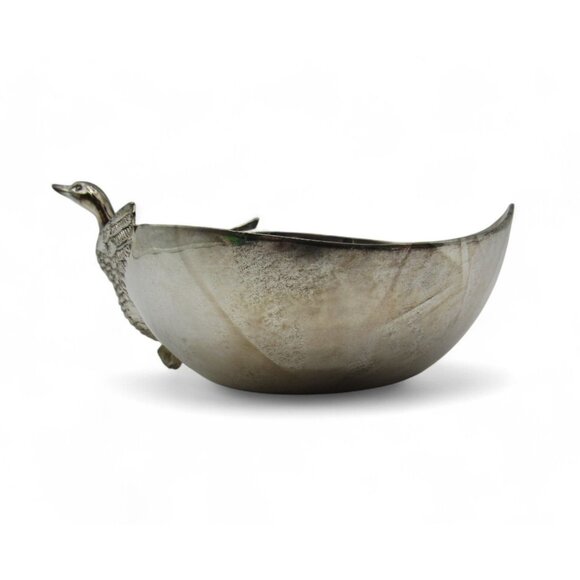 SILEA Silver Plated Zinc DUCK Goose Decorative Candy Bowl 5" Boxed - Picture 8 of 10